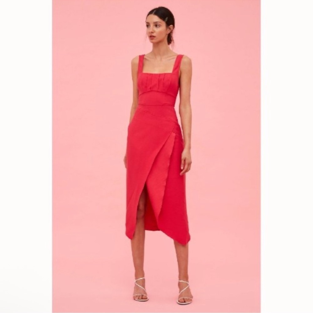 C/meo Collective Over Again Midi Dress Fuchsia Pink Size Small 4 NWT Party